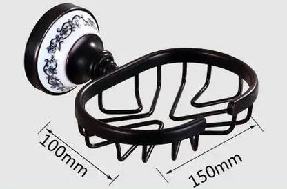 DecorBites™ Black Porcelain Brass Bathroom Accessories Set