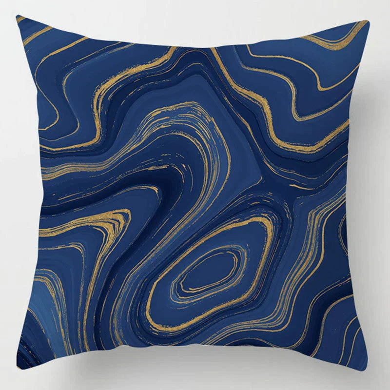 DecorBites™ Blue Geometric Marble Stripe Line Pillowcases for Car Sofa Decor