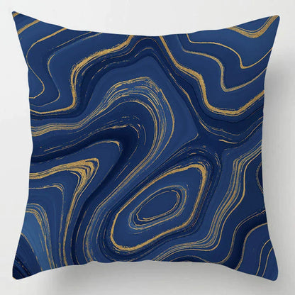 DecorBites™ Blue Geometric Marble Stripe Line Pillowcases for Car Sofa Decor
