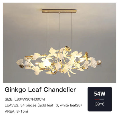 DecorBites™ Ginkgo Leaf Decor Chandelier - Nordic Fine Flower Art Light for Living Room