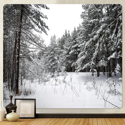 DecorBites™ Christmas Snow Forest Tapestry: Bohemian Bedroom Wall Decoration