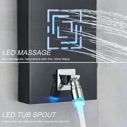 DecorBites™ LED Light Shower Faucet System: Rainfall, Massage Jets, Waterfall Panel with Temperature Control