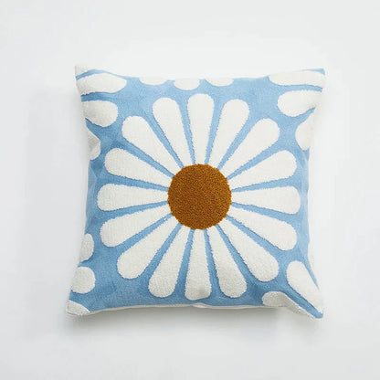 DecorBites™ Embroidered Daisy Dandelion Cushion Cover 45x45cm for Sofa Bed Chair Living Room