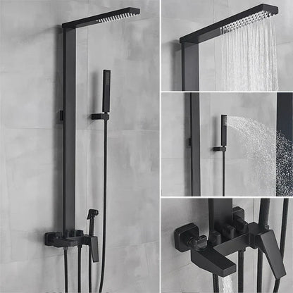 DecorBites™ Black Bathroom Faucet Shower Kit with Rainfall Shower Column and Bidet Mixer System