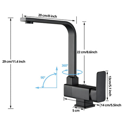 DecorBites™ Black Kitchen Rotating Faucet | Foldable Single Handle Mixer Faucet