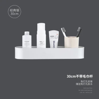 DecorBites™ Aluminum Bathroom Shelf with Towel Bar for Bath/Shower Organization