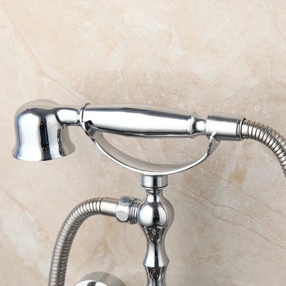 DecorBites™ Brass Bathroom Faucet Set with Hand Shower - Wall Mounted Chrome Water Mixer
