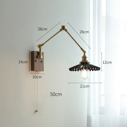 DecorBites™ Copper Swing Arm Wall Lamp Sconce - LED Wall Light for Bedroom Living Room