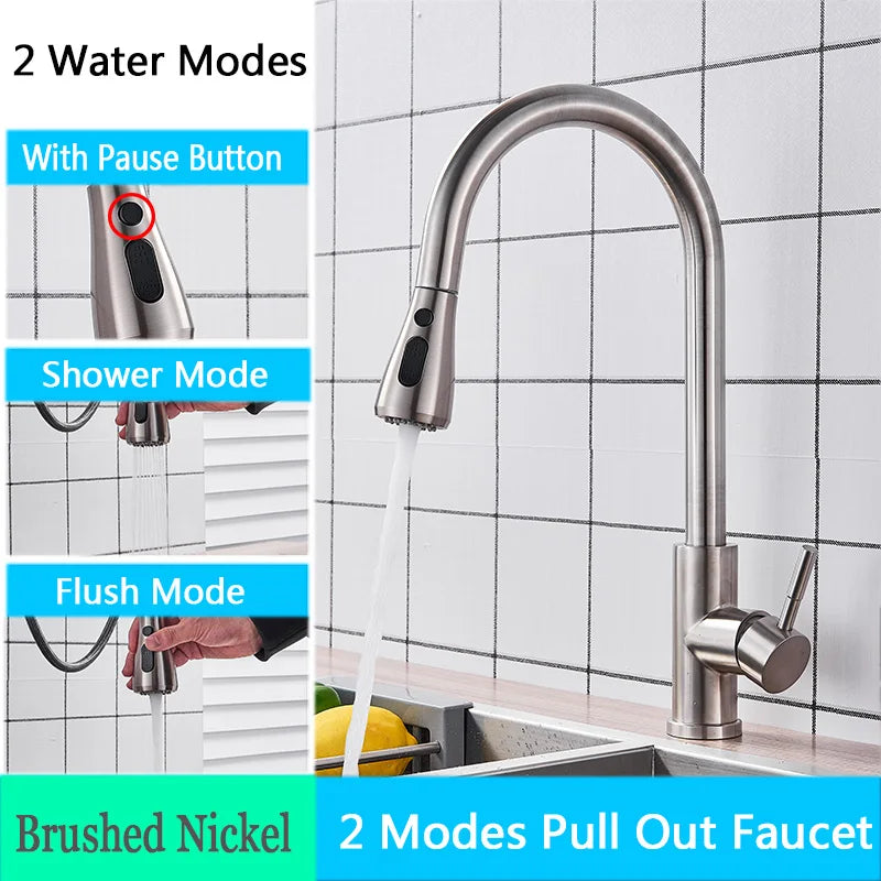 DecorBites™ Black SUS304 Pull Out Kitchen Faucet Tap Single Handle Sink Mixer Spout
