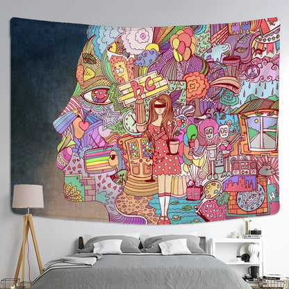 DecorBites™ Cat Paws Tapestry: Bohemian Witchcraft Tarot Card Psychedelic Hippie Girl Dorm Decor
