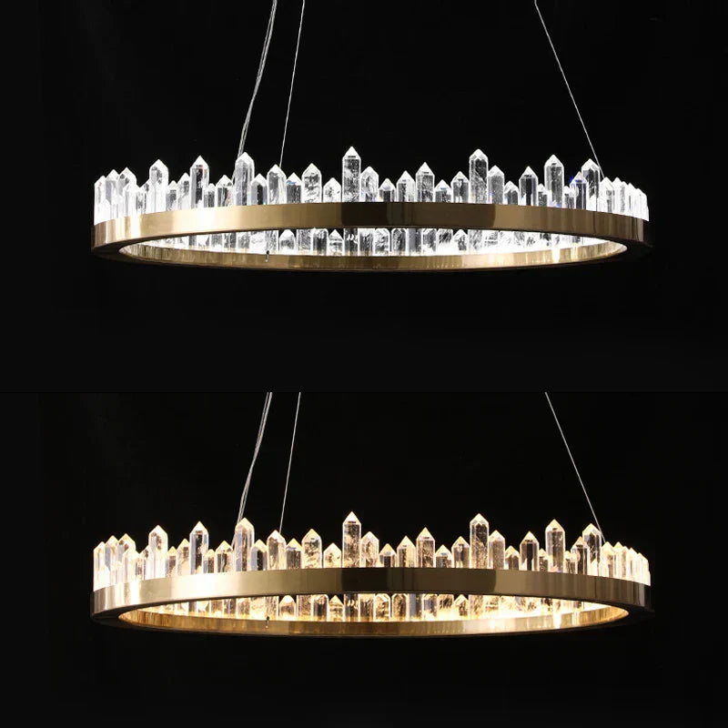 ™ Golden Crystal LED Chandelier for Modern Dining Room