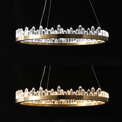 ™ Golden Crystal LED Chandelier for Modern Dining Room