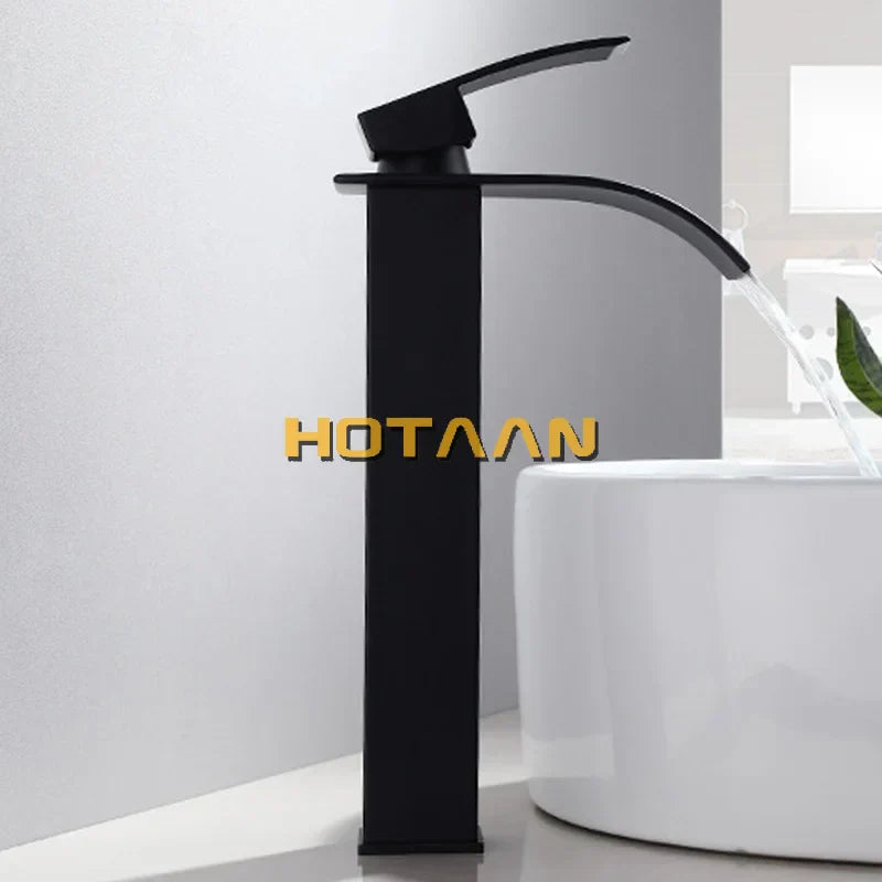 DecorBites™ Black Plated Brass Basin Faucet Single Lever Hot&Cold Mixer Tap