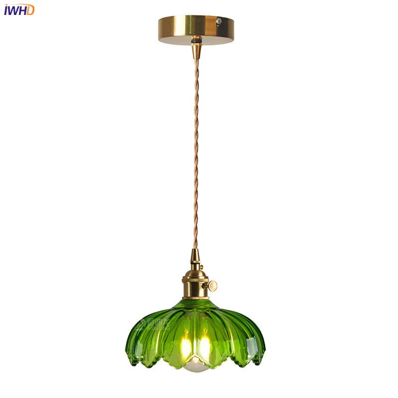 ™ Green Glass Hanging Lamp - Copper Nordic Modern Pendant Lights for Bedroom, Bar, Restaurant
