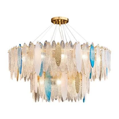 DecorBites™ Art Deco Glass Iron LED Chandelier for Dinning Room