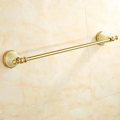 DecorBites™ Gold Bathroom Accessories Set: Shelf, Towel Rack, Holder, Brush Holder, Bath Hardware