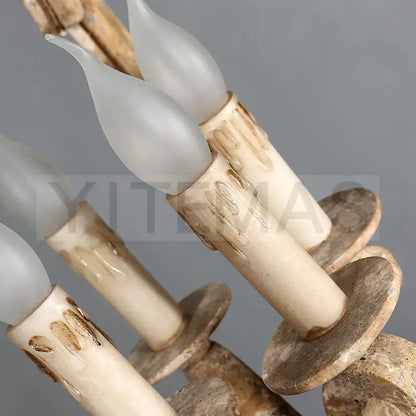 DecorBites™ Antique Wood Chandelier | Retro Solid Wood Carving Lamp for Bedroom and Dining Room