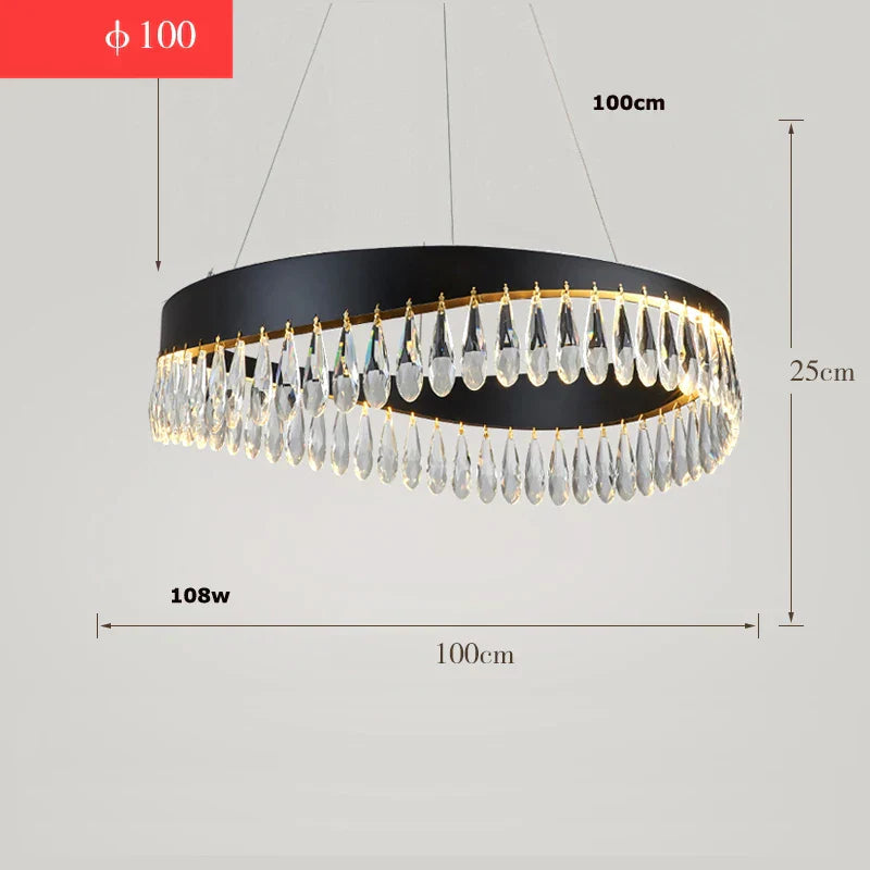 DecorBites™ Golden Crystal Stainless Steel Chandelier for Dining Room