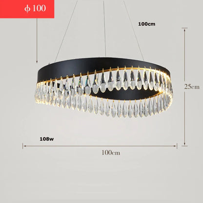 DecorBites™ Crystal Stainless Steel LED Chandelier for Foyer