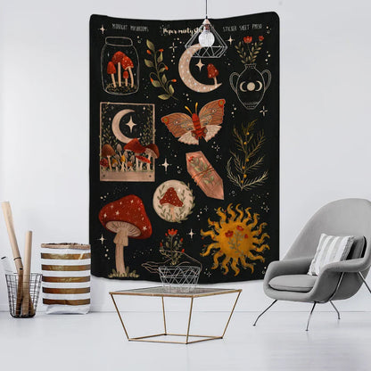 DecorBites™ Cactus Moon Starry Sky Tapestry - Psychedelic Hippie Boho Wall Hanging