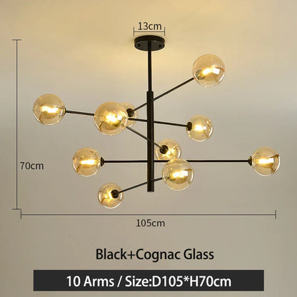 DecorBites™ Black/Gold G9 LED Chandelier for Living Room Bedroom Modern Pendant Lighting