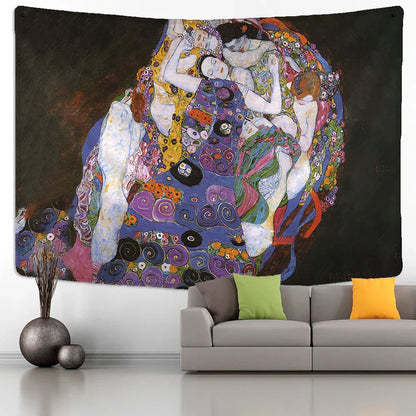 DecorBites™ Gold Kiss Oil Painting Tapestry Wall Hanging Art Blanket