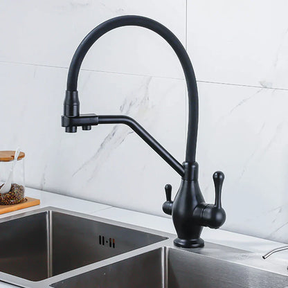 DecorBites™ Gun Gray Kitchen Faucet Drinking Pure Water Tap Hot Cold Dual Handle