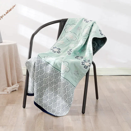 DecorBites™ Bohemian Floral Cotton Gauze Bath Towel 70*140 - Soft & High Quality for Women, Children, and Adults