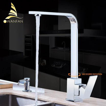 DecorBites™ Brass Kitchen Sink Faucet 360 Swivel Mixer in Black - Single Handle