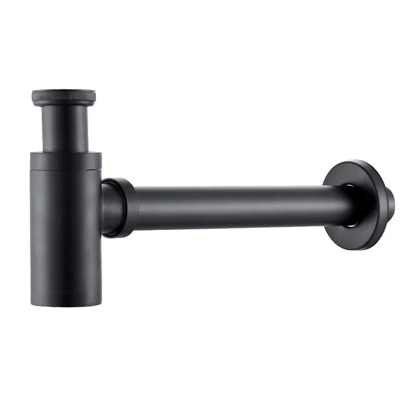 DecorBites™ Brass Basin Wast Drain P-trap for Bathroom Sink - Black/Brushed Gold/Chrome
