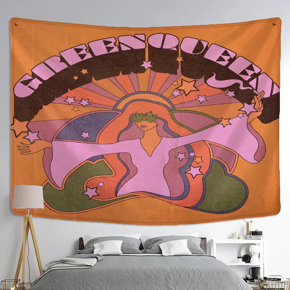 DecorBites™ Cat Paws Tapestry: Bohemian Witchcraft Tarot Card Psychedelic Hippie Girl Dorm Decor