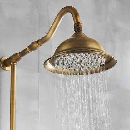 DecorBites™ Antique Brass Shower Faucet with Ceramics Hand Spray and 8'' Rainfall Head