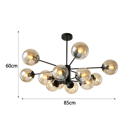 DecorBites™ Black/Gold Glass Pendant Light for Living Room Bedroom Restaurant