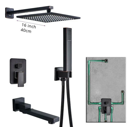DecorBites™ Black Brass Shower Faucet with 2-Way Mixer, Handshower and Rainfall Head