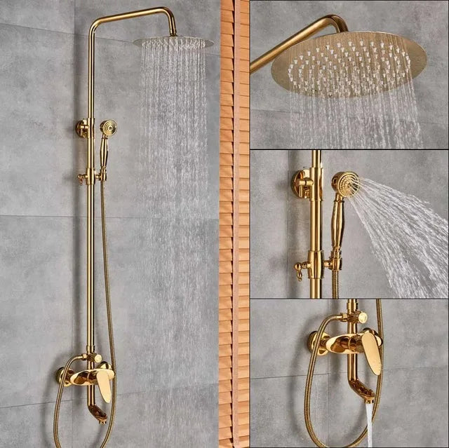 ™ Golden Shower Faucet Set with 8" Rainfall Shower, Wall Mounted Hand Shower