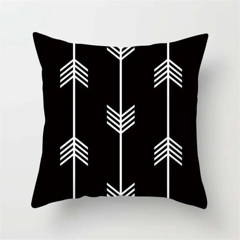 DecorBites™ Black White Flocking Pillowcase 45*45cm Fashion Living Room Sofa Cushion