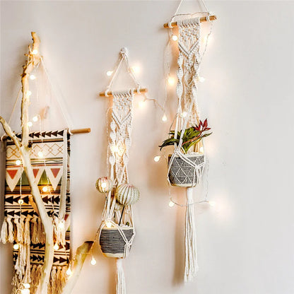 DecorBites™ Boho Macrame Plant Hanger Basket Wall Art Hanging Home Decor