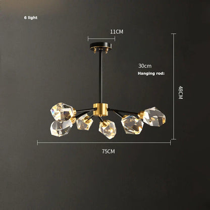 DecorBites™ Crystal Copper Black LED Chandelier for Dinning Room