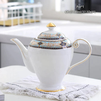 DecorBites™ Bone China Tea Pot: Elegant European Porcelain Coffee Pot for Tea Lovers.