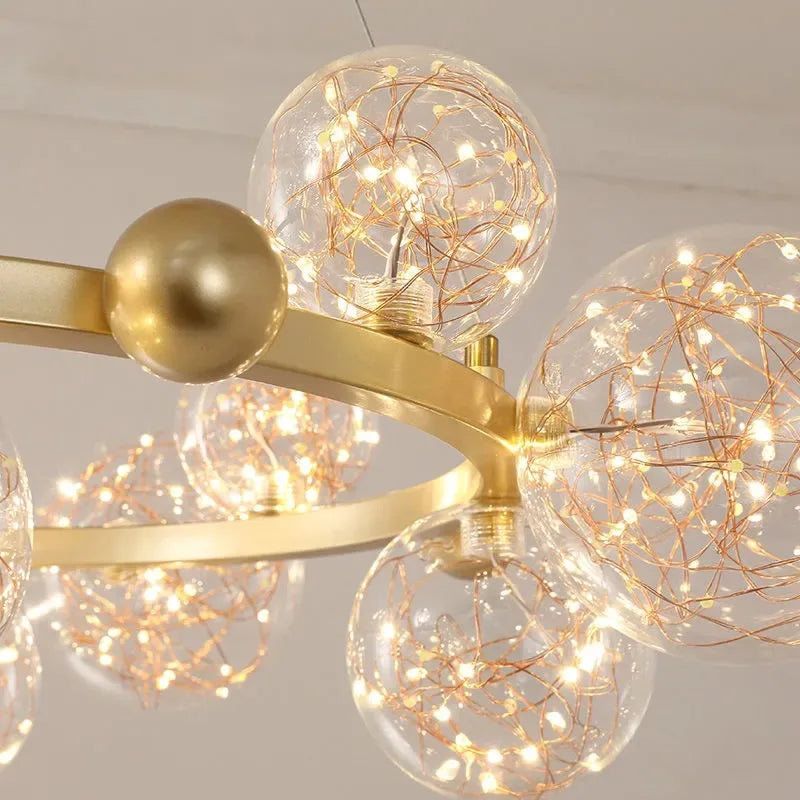 DecorBites™ Glass Bubble LED Chandelier: Nordic Art Star Bright Indoor Lighting for Romantic Atmosphere