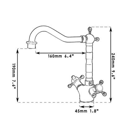 DecorBites™ Antique Brass Dual Handle Swivel Sink Faucet Rotated Mixer Tap