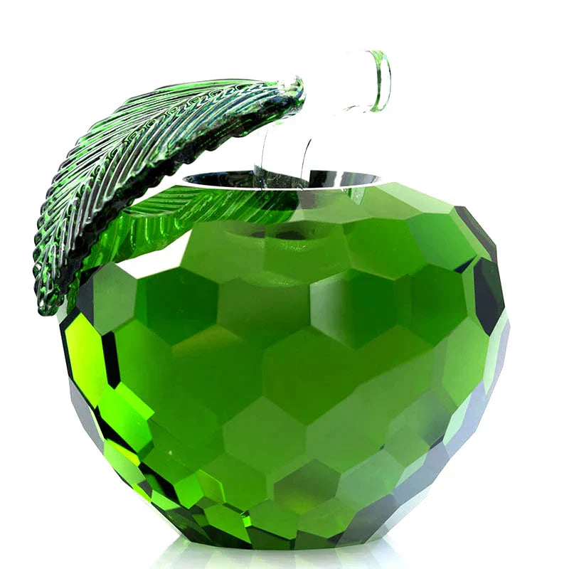 DecorBites™ 3D Crystal Yellow Apple Glass Paperweight Figurine Ornaments - Office Desktop Decoration