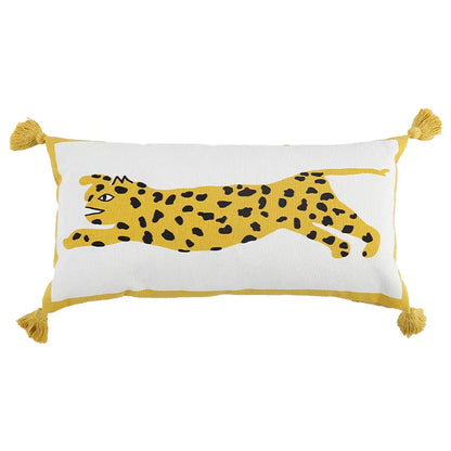 DecorBites™ Antique Brown Tiger Print Ethnic Style Pillow Cover with Tassels