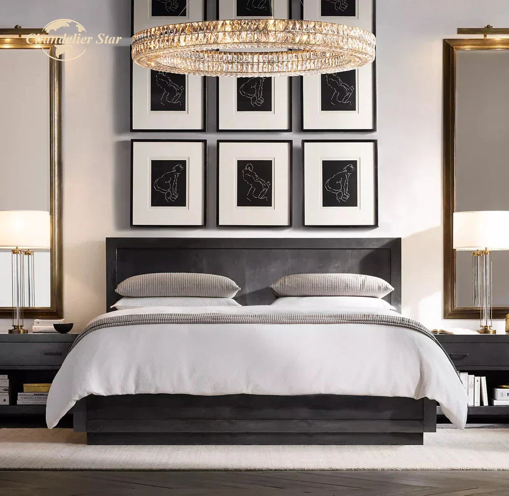 DecorBites™ LED Halo Crystal Chandelier for Bedroom Living Dining Room Decor