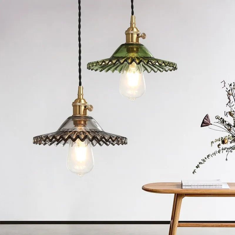 DecorBites™ Copper Base Glass Pendant Light with Switch, Braided Wire - Nordic Style for Home & Restaurant Décor