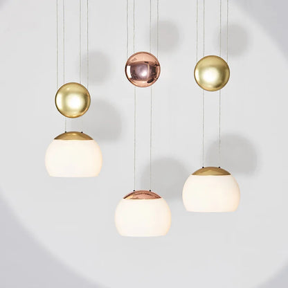 DecorBites™ JOJO Modern LED Glass Pendant Lamp, Adjustable Height, Gold Nightstand Light