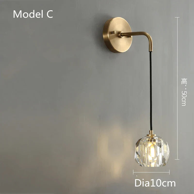 DecorBites™ Crystal LED Wall Sconce Copper Light Fixture for Modern Luxury Home Decor