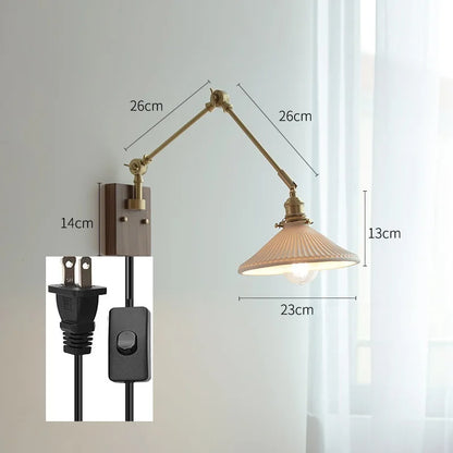 DecorBites™ Copper Swing Arm Wall Lamp Sconce - LED Wall Light for Bedroom Living Room