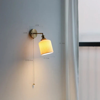DecorBites™ Copper Arm Wall Lamp with Pull Chain Switch, Nordic Modern Design