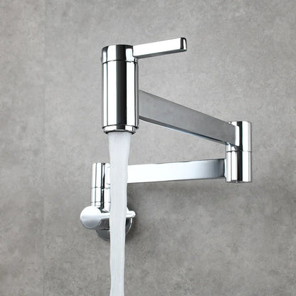 DecorBites™ Brushed Gold Brass Wall Mounted Pot Filler Faucet with Rotating Foldable Spout